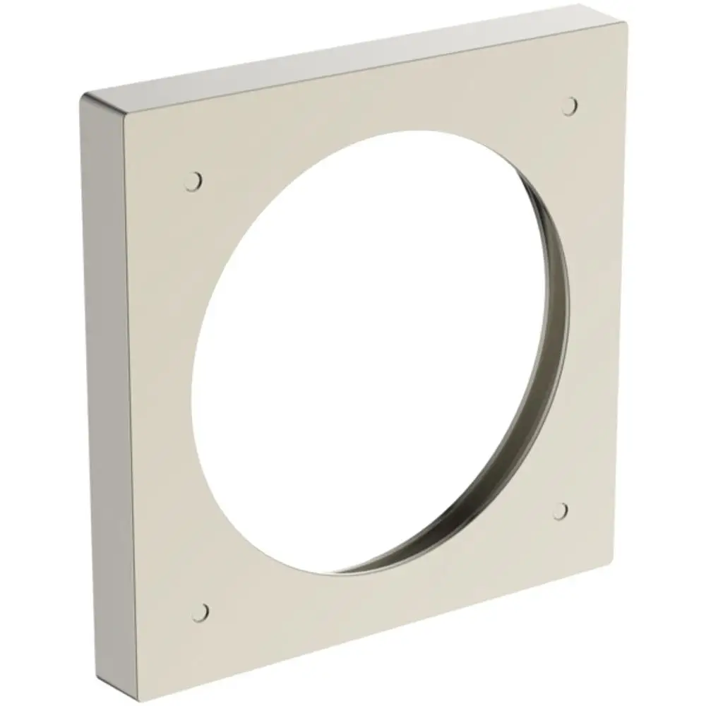 Distanzrahmen in quadratischer Form, designed von Ideal Standard, mit rundem Ausschnitt und vier Befestigungslöchern. Farbgebung in Silber.